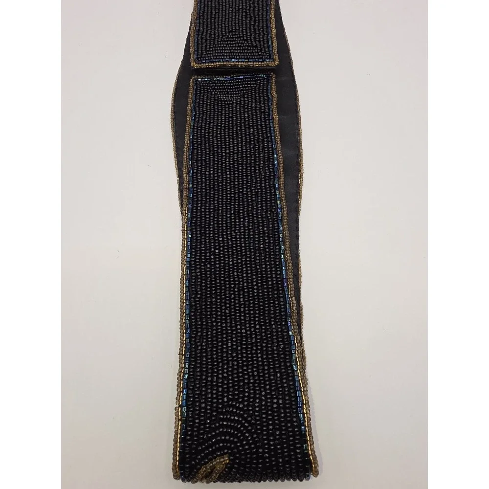 VTG80's LA REGALE LTD HAND MADE BEADED BELT CUMMERBUND SZ M WHIMSIGOTH BOHO-CHIC